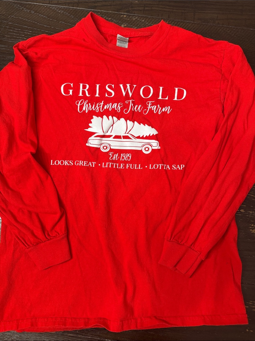 Griswold Christmas Tree Farm Red Long Sleeve Tee